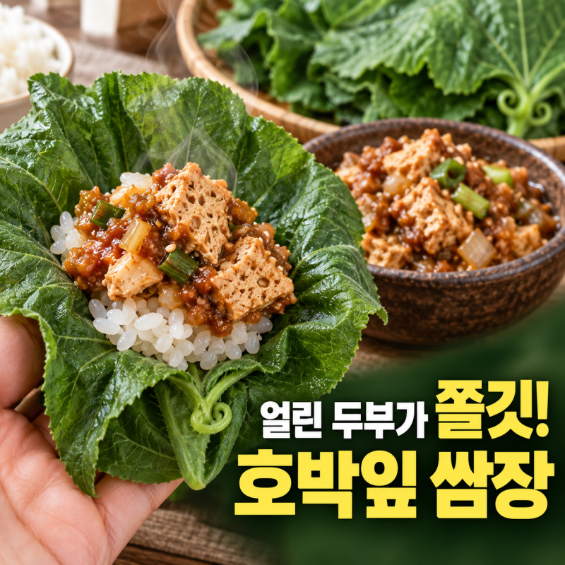 호박잎 먹는법 얼린두부 쌈장 만들기 쫄깃한 두부 요리