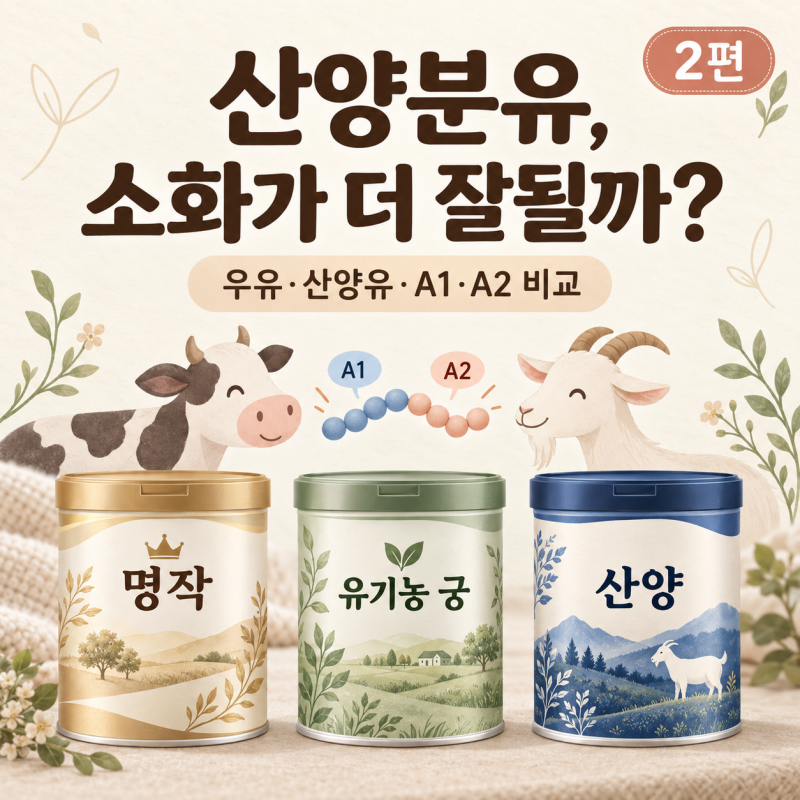 [분유편] 산양분유는 소화가 더 잘될까? 우유단백질·산양유단백질·A1·A2 차이. 앱솔루트 명....