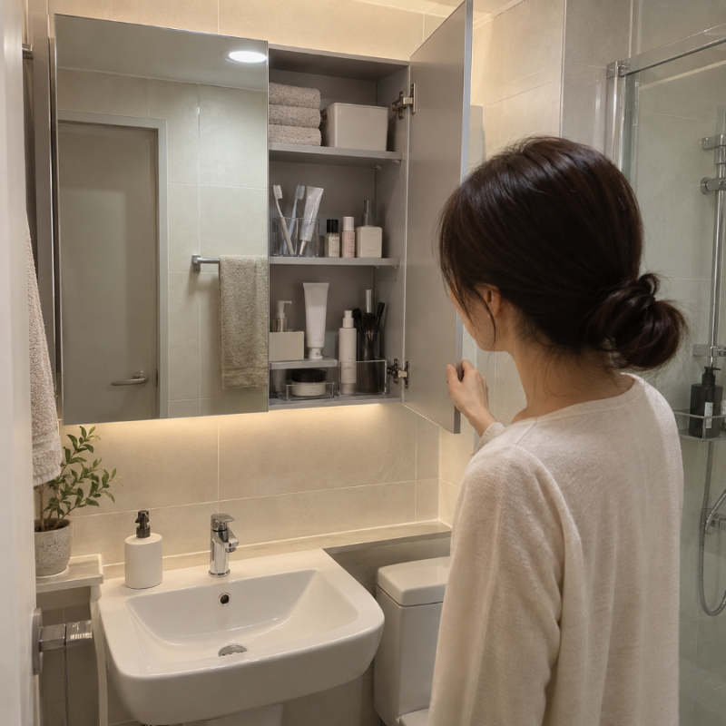 욕실 수납장 거울장으로 충분할까? 좁은 욕실 깔끔해지는 선택법