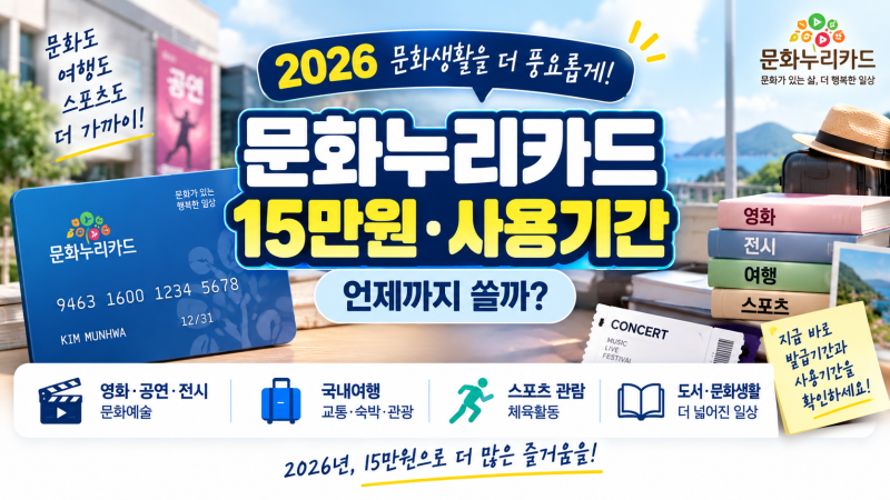 2026 문화누리카드 발급·사용기간 총정리, 15만원 언제까지 쓸까?