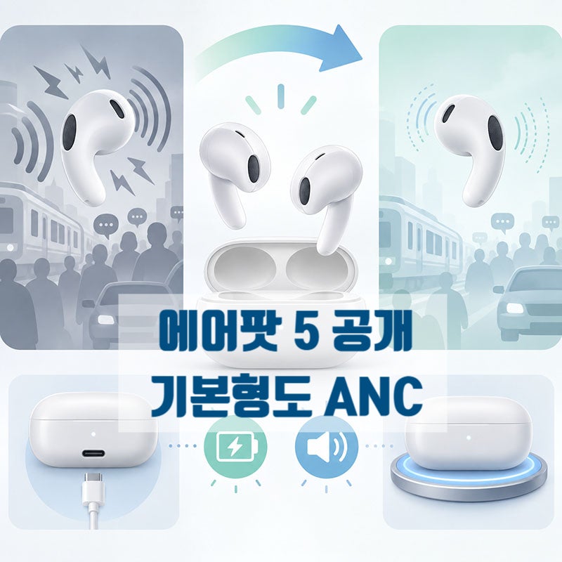 에어팟 5 공개, 에어팟 4와 가장 크게 달라진 건 노이즈 캔슬링