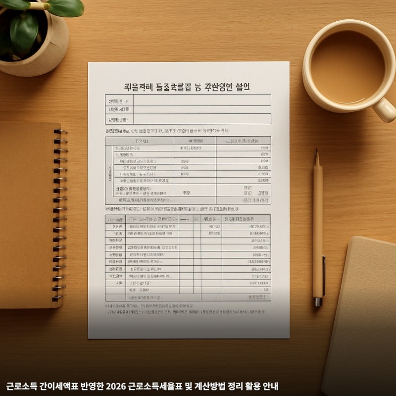 근로소득 간이세액표 반영한 2026 근로소득세율표 및 계산방법 정리 활용 안내