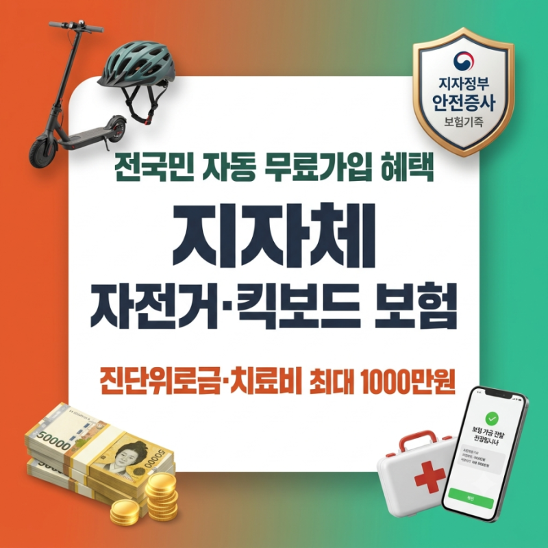 [자전거.전동킥보드 보험] 타다 넘어지거나 치여도 수백만원 준다? 지자체 무료 자전거·전동....