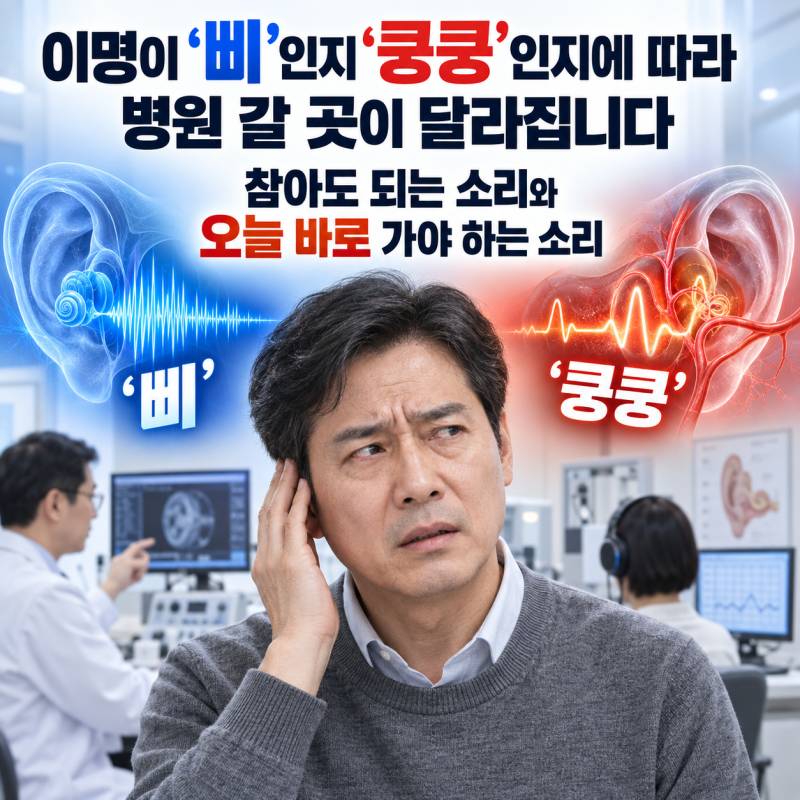 이명이 ‘삐’인지 ‘쿵쿵’인지에 따라 병원 갈 곳이 달라집니다— 참아도 되는 소리와 오....