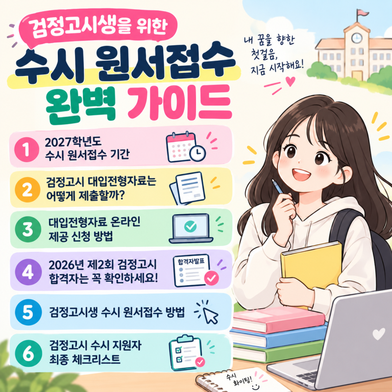 검정고시 수시 원서 접수 방법 2027학년도 수시 원서접수 대입전형자료 제출 가이드