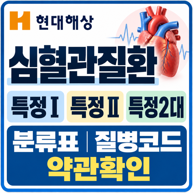 현대해상 심혈관질환 특정I 특정II 특정2대 분류표 질병코드 약관
