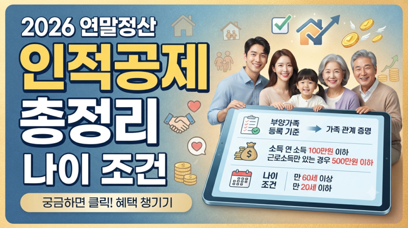 2026 연말정산 인적공제 총정리｜부양가족 등록 기준·소득·나이 조건