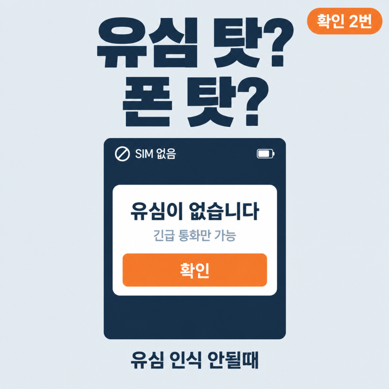 빼서 닦아 끼워도 그대로인데.. 유심 인식 안될때 수리비용 가르는 확인 2번