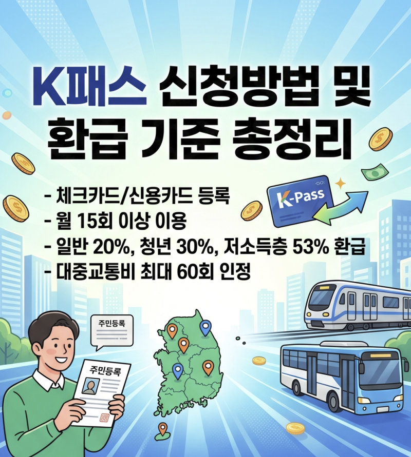 K패스 신청방법 및 환급 기준 총정리: 체크카드 등록부터 환급률 비교까지