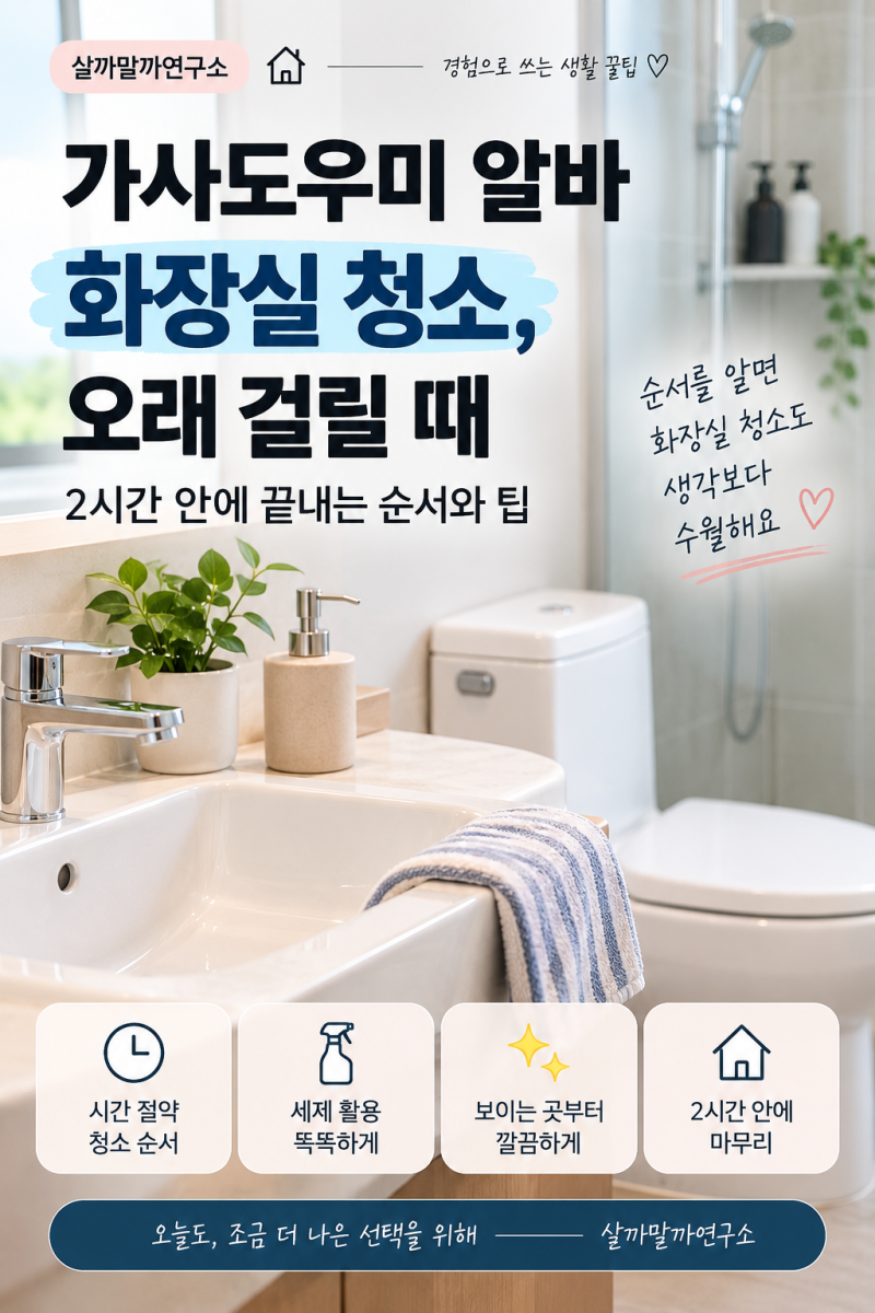 50대 가사도우미 알바 화장실 청소가 오래 걸릴 때｜2시간 안에 끝내기 위한 순서