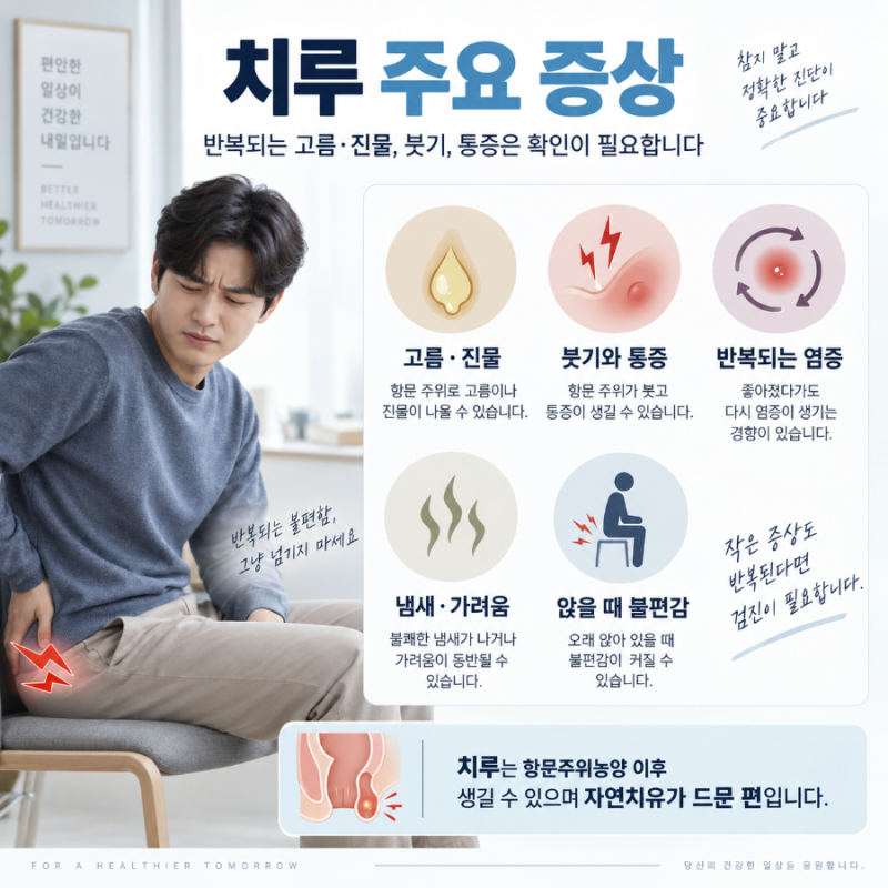 치루 증상, 원인, 수술, 자연치유, 재발 등 총정리