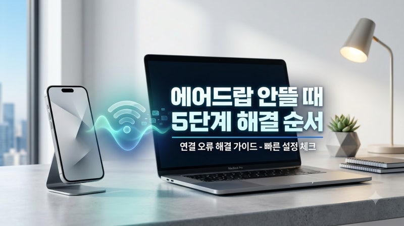 아이폰 맥북 에어드랍 안뜸 연결 실패 해결 순서 5단계