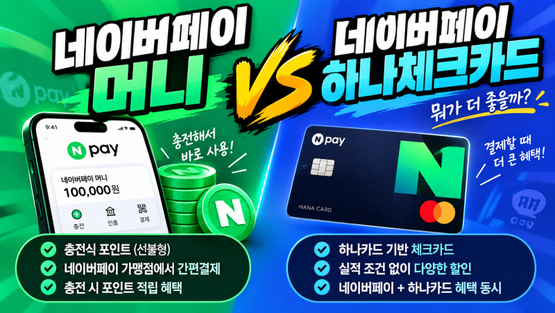 네이버페이 머니와 네이버페이 하나체크카드 상황별 결제 방법 추천