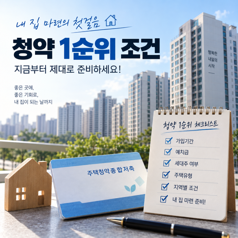 2026 청약 1순위 조건 총정리｜청약통장 가입기간·예치금·무주택 조건까지