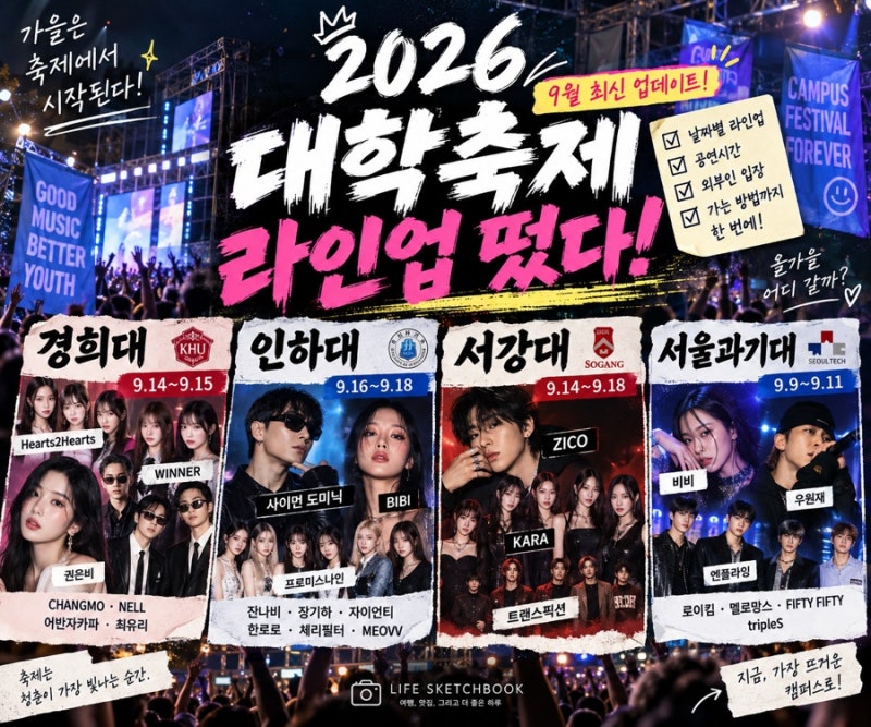 이번엔 라인업이 진짜 셉니다… 다음 주 대학축제, 날짜부터 골라야 할 정도