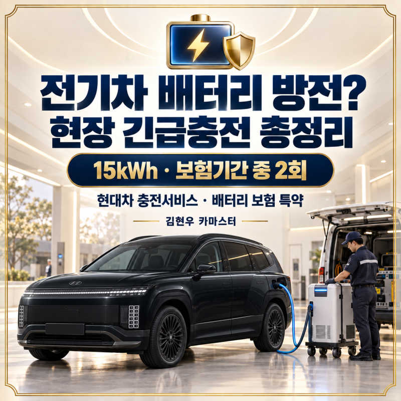 전기차 배터리가 방전되면?｜현장 15kWh 긴급충전·현대차 서비스·배터리 보험 특약 총정리