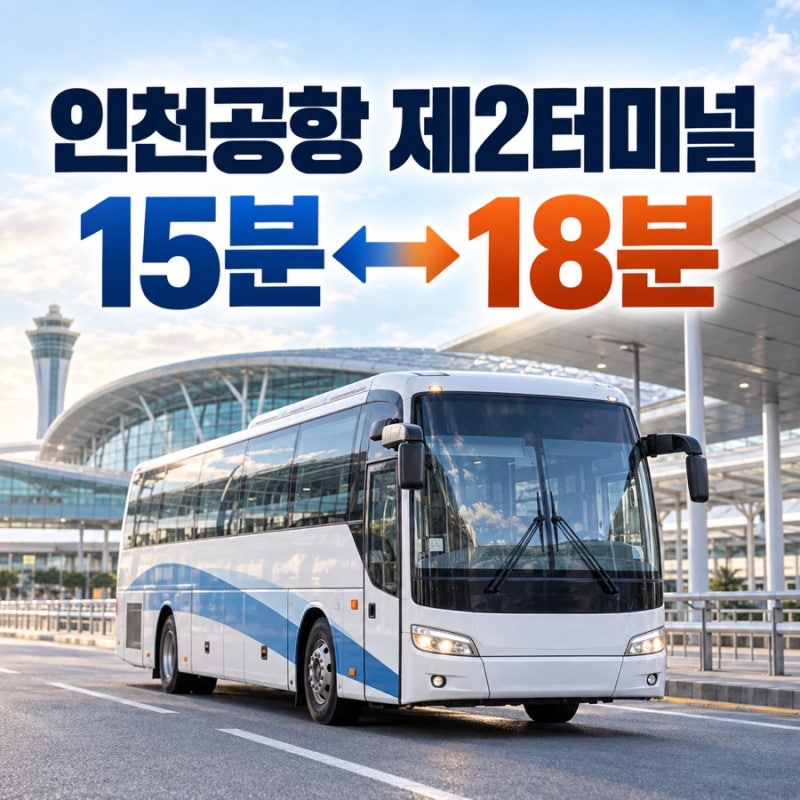 在仁川機場第二航廈迷路了嗎？搭乘接駁巴士15分鐘或18分鐘即可抵達