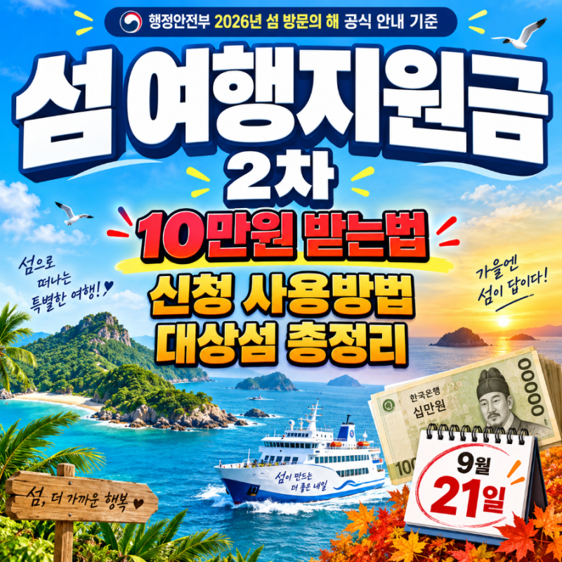 섬 여행지원금 2차 신청 사용방법, "선착순 아니에요" 대상섬 163개 총정리