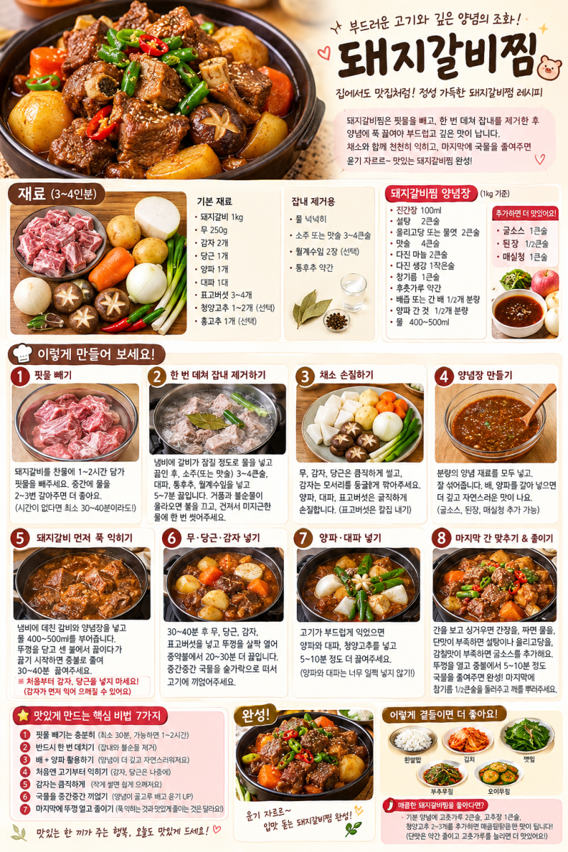 돼지갈비찜 맛있게 만드는 황금 레시피!!!!!