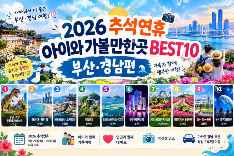 2026 추석연휴 아이와 가족과 가볼만한 국내여행지 부산 경남 BEST10