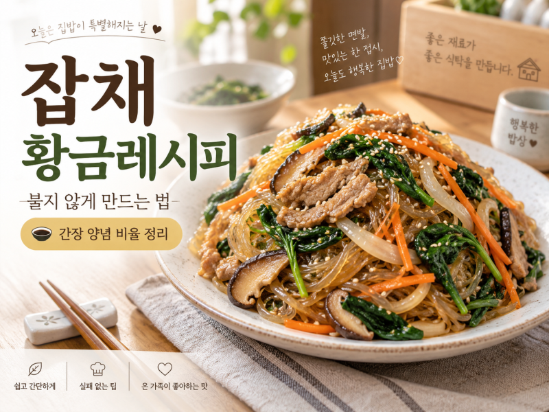 잡채 황금레시피｜불지 않게 만드는 법과 간장 양념 비율