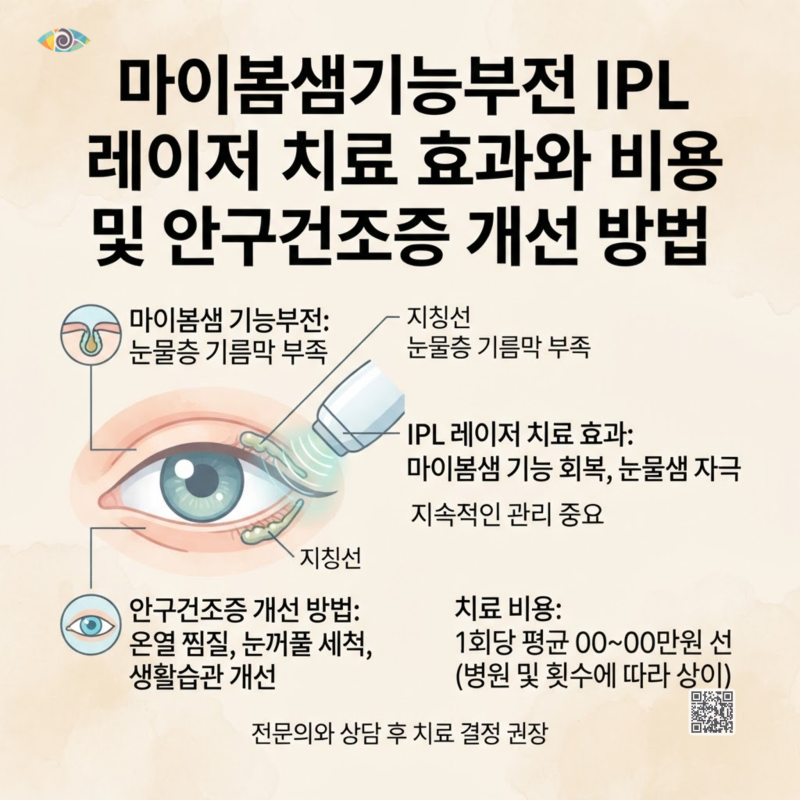 마이봄샘기능부전 IPL 레이저 치료 효과와 비용 및 안구건조증 개선 방법