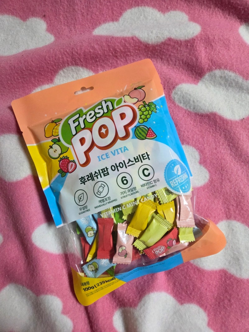 무설탕캔디 후레쉬팝아이스비타, 과일맛 박하사탕 맛있다