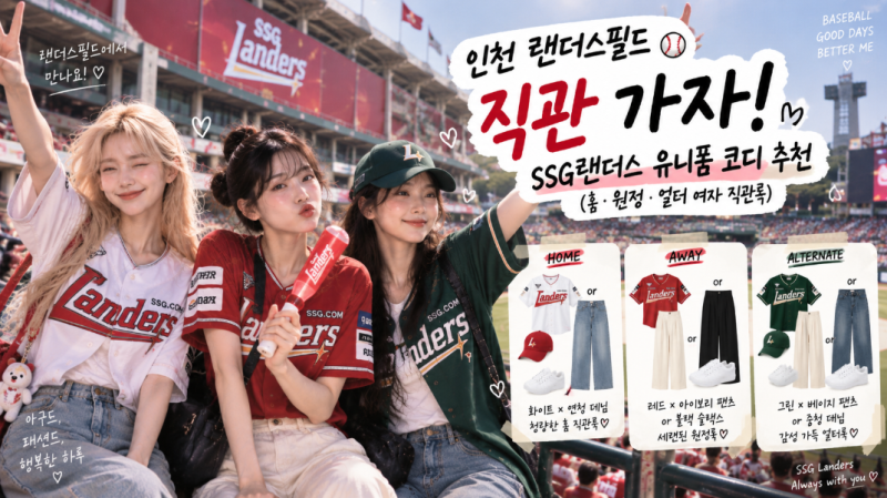 [KBO/패션] 인천 랜더스필드 직관 가자! SSG랜더스 유니폼 코디 추천 (홈·원정·얼터 여자 직관....