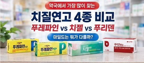 약국 치질연고 비교｜푸레파인 연고 vs 치젤 vs 푸리덴 vs 푸레파인 마일드 성분·효능 차이