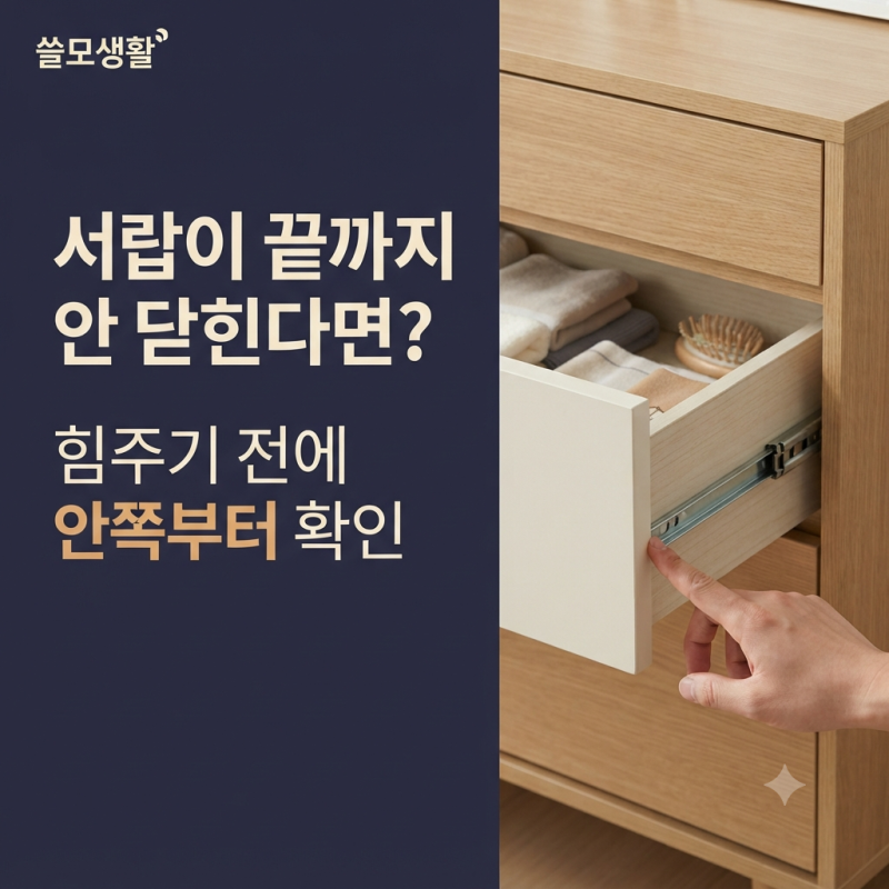 서랍이 끝까지 안 닫힌다면? 안쪽 물건과 레일부터 먼저 확인하세요!
