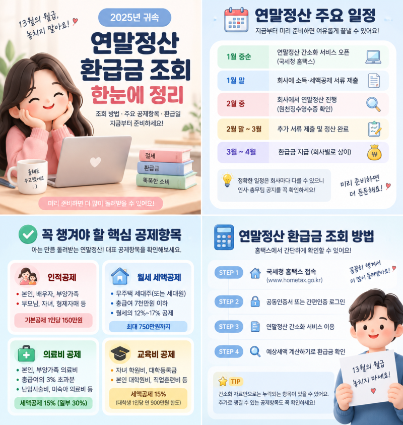 연말정산 환급금 조회 어디서? 홈택스 확인법·인적공제·월세 세액공제 총정리