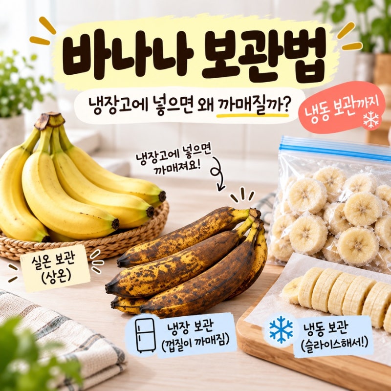 바나나 보관법｜냉장고에 넣으면 왜 까매질까? 냉동 보관까지 정리