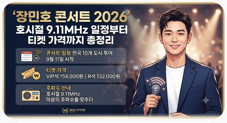 장민호 콘서트 2026 호시절 9.11MHz 일정부터 티켓 가격까지 총정리