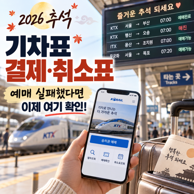 2026 추석 기차표 예매 결제·취소표, 예매 실패했다면 이제 언제 다시 봐야 할까?