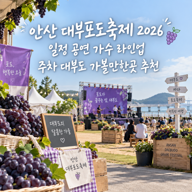 안산 대부포도축제 2026 일정 공연 가수 라인업 주차 대부도 가볼만한곳 추천