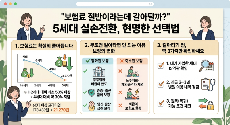 "보험료 절반이라는데 갈아탈까?" 5세대 실손전환, 현명한 선택법