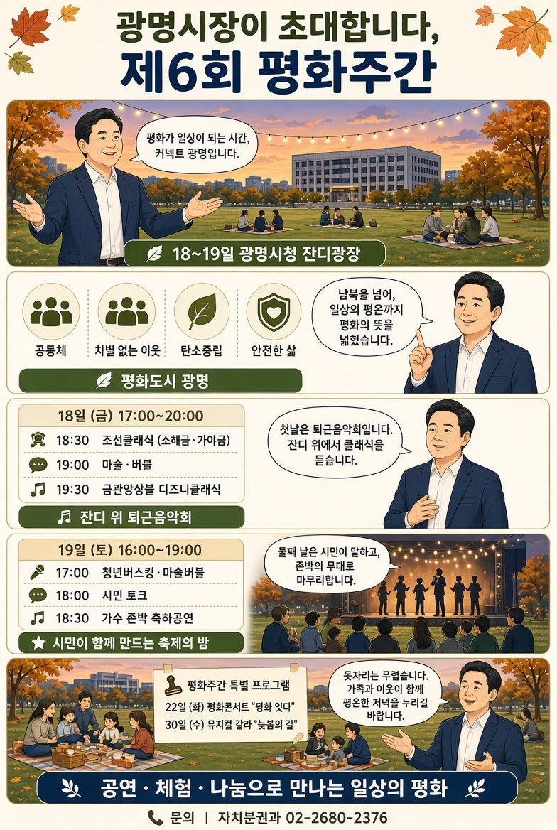 공연·체험·나눔으로 만나는 ‘일상의 평화’… 제6회 광명시 평화주간 개최