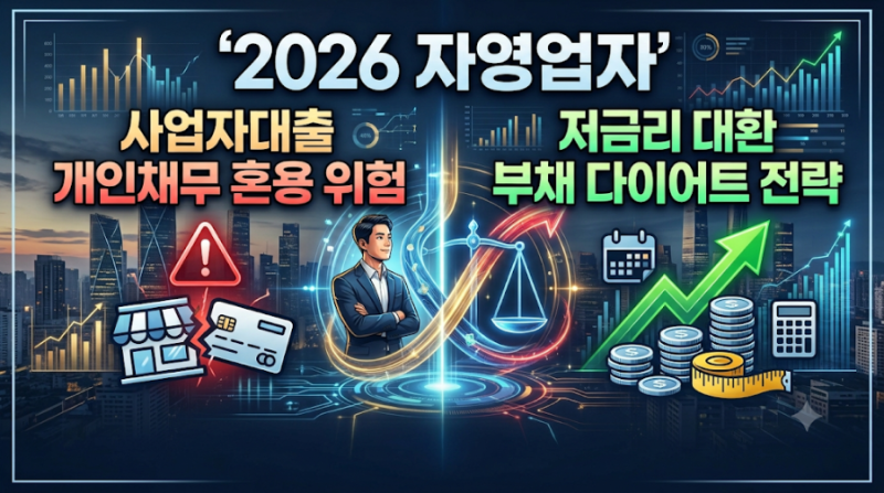2026 자영업자 사업자대출 개인채무 혼용 위험 및 저금리 대환 부채 다이어트 전략