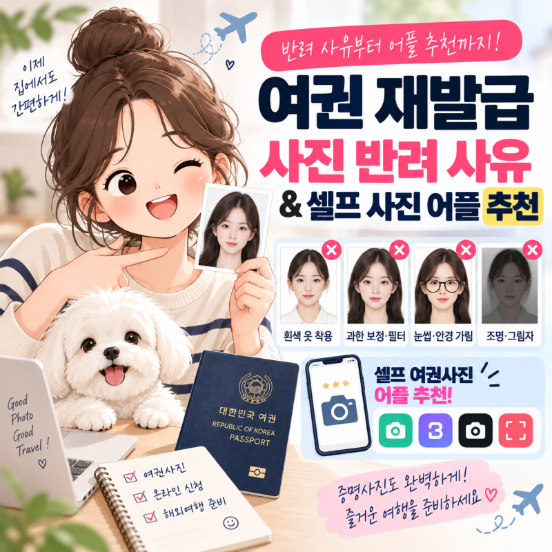 여권재발급 사진 반려 사유 및 셀프 사진 어플 추천