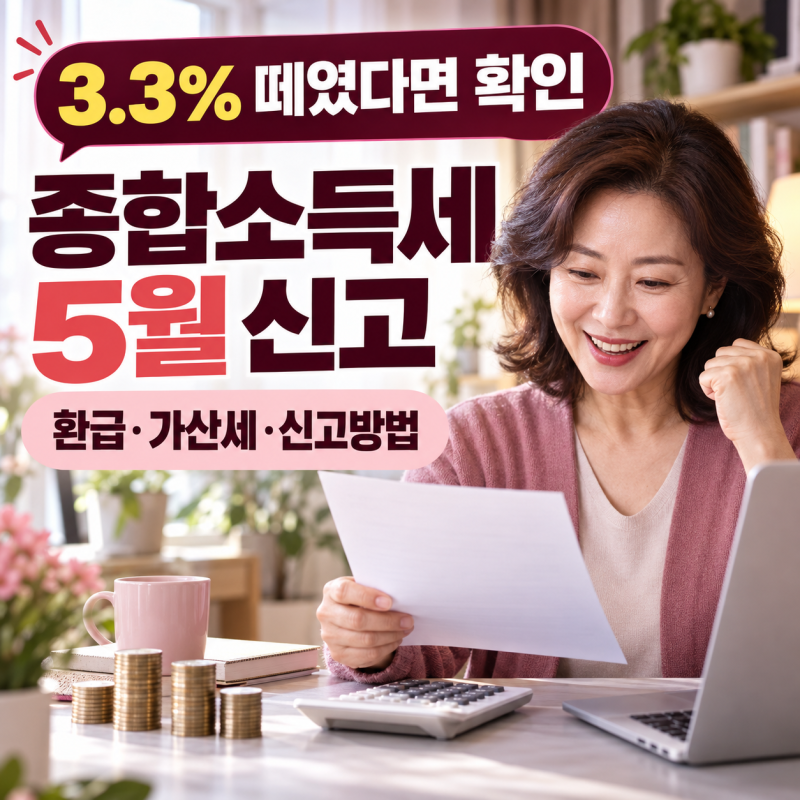 종합소득세 5월 신고방법 기한후신고 가산세 프리랜서 3.3 환급 "지나간 5월 신고 기한?"