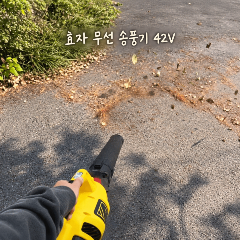 효자 무선 송풍기 42V, 바람 세기와 사용시간 살펴봤어요