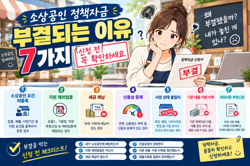소상공인 정책자금 부결되는 이유 7가지
