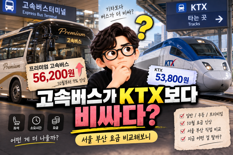 고속버스가 KTX보다 비싸다? 10월 요금 인상, 서울 부산 비교해보니