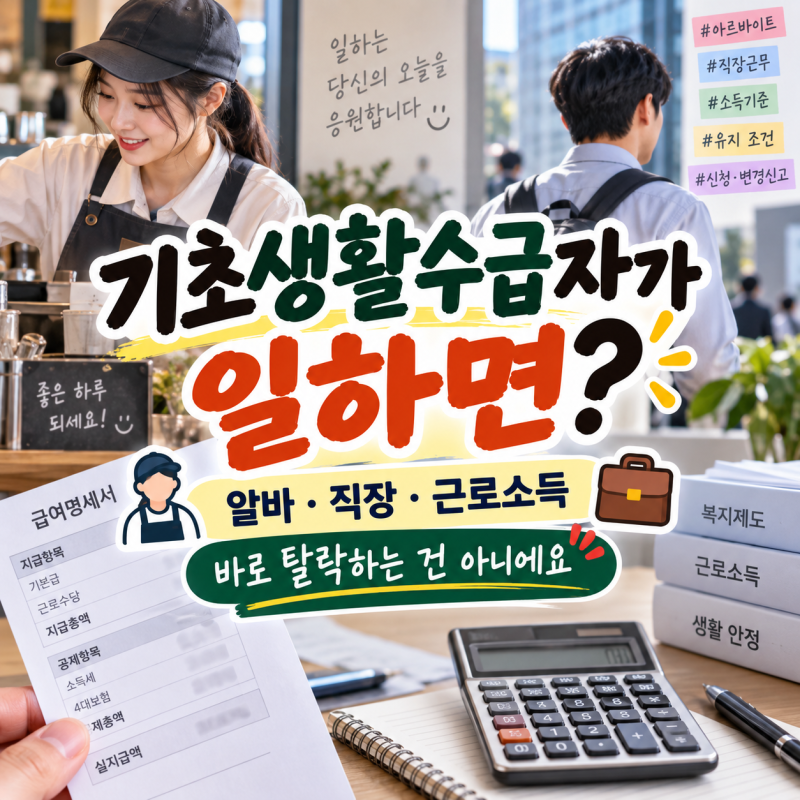 기초생활수급자가 일을 하면 어떻게 될까?(알바, 직장, 소득)