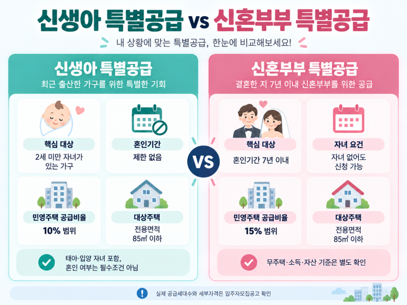 신생아 특별공급 조건, 신혼부부 특별공급과 뭐가 다를까?