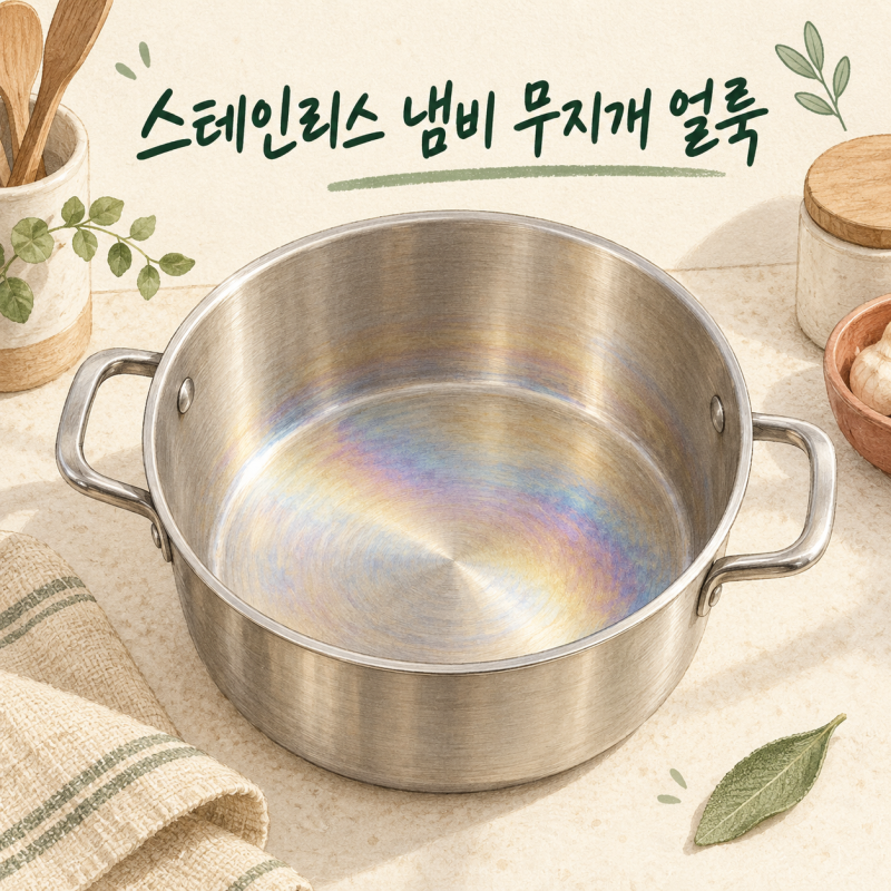 스테인리스 냄비 무지개 얼룩, 계속 써도 될까요? 흰 물자국·탄 자국 닦는 법