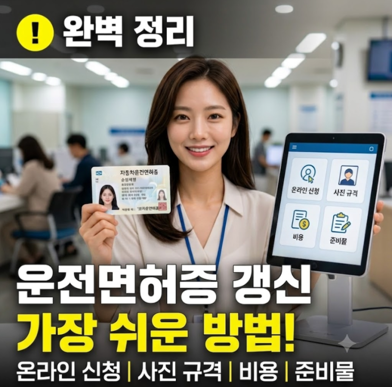 운전면허증 갱신 완벽 정리: 온라인 신청, 사진 규격, 비용, 준비물 총정리