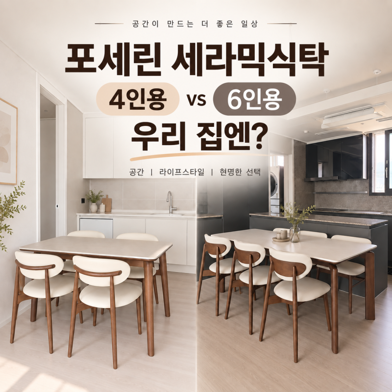 포세린 세라믹 식탁 4인용 vs 6인용, 우리 집에 맞는 크기는?