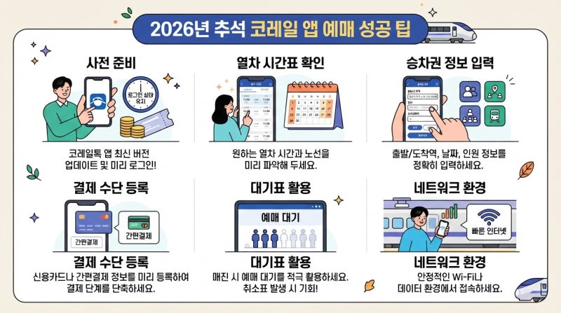 2026년 추석 기차표 예매 성공률 높이는 코레일 앱 조작 팁