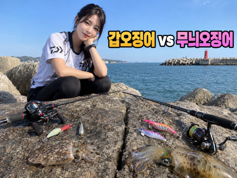 갑오징어와 무늬오징어의 차이점 비교 및 낚시 방법